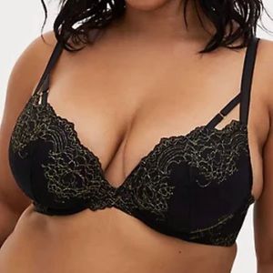 Sexy Black Torrid Bra With Gold Bling Accents